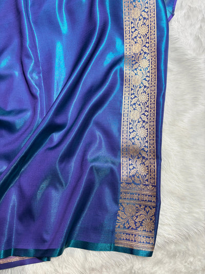 Banarasi Light Weight Satin Silk Peacock Shades SS68