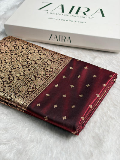 Banarasi Light Weight Satin Silk Maroon Shades SS68