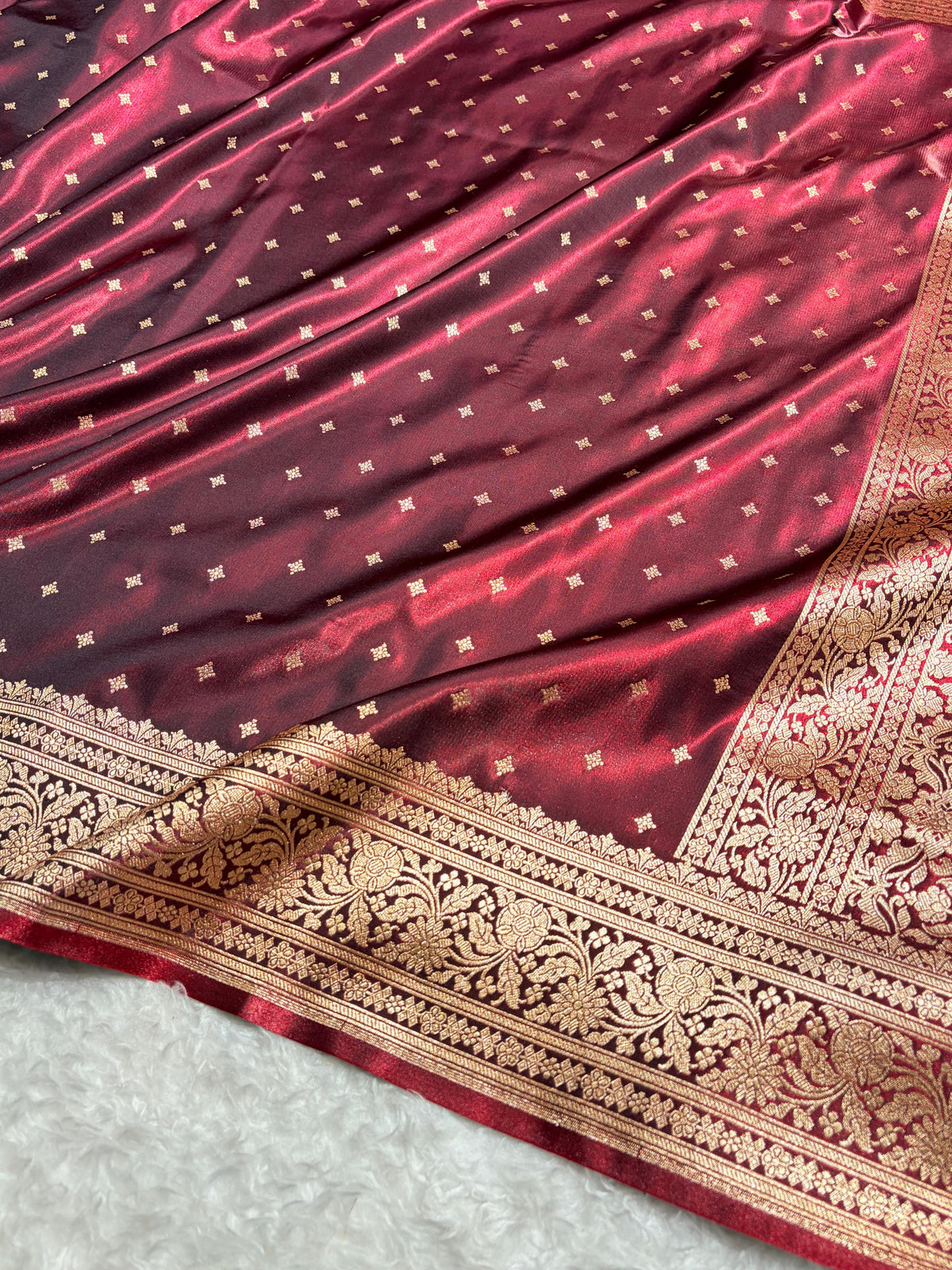 Banarasi Light Weight Satin Silk Maroon Shades SS68