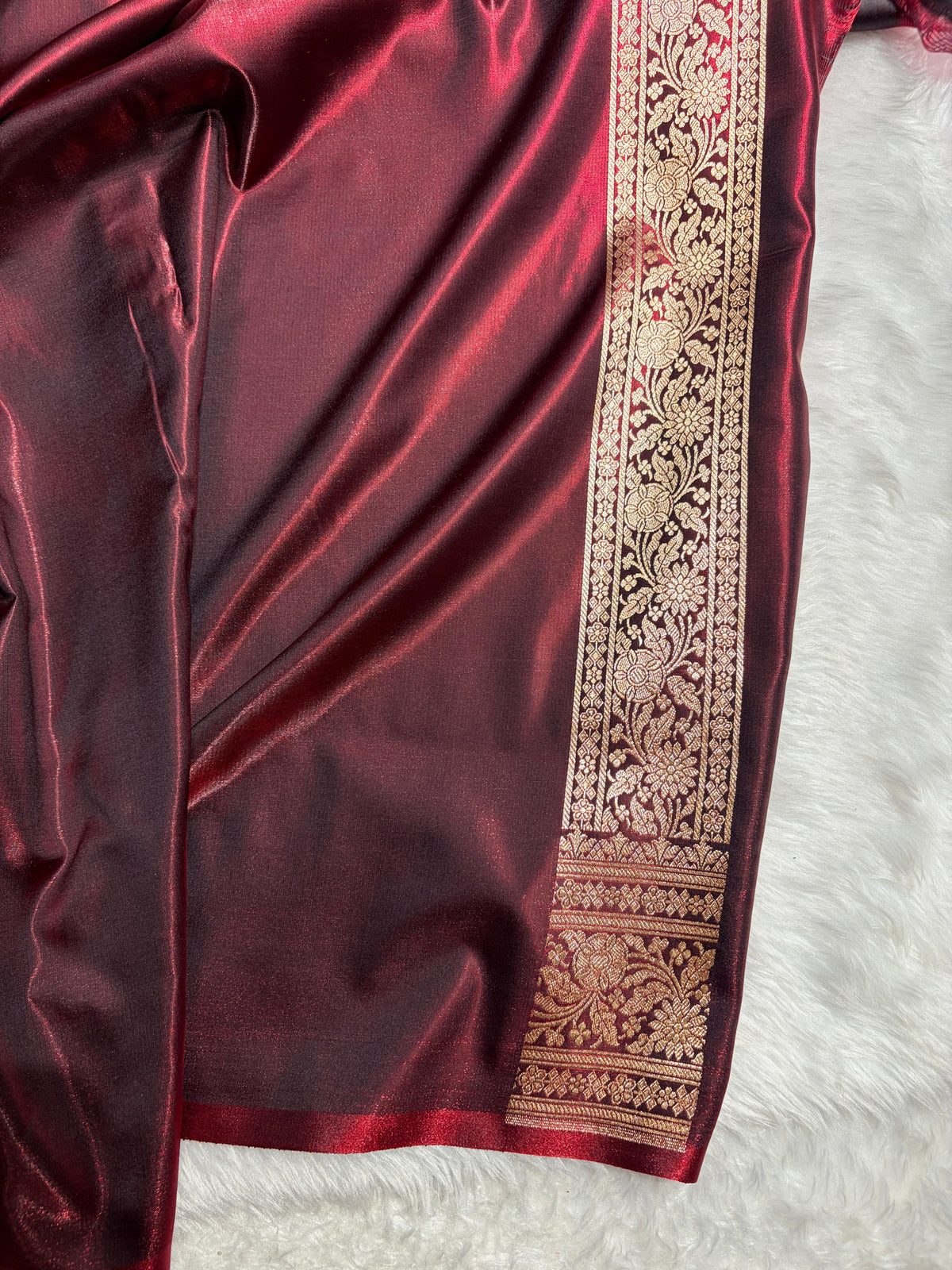 Banarasi Light Weight Satin Silk Maroon Shades SS68