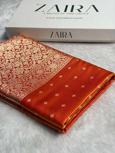 Banarasi Light Weight Satin Silk Orange Shades SS68