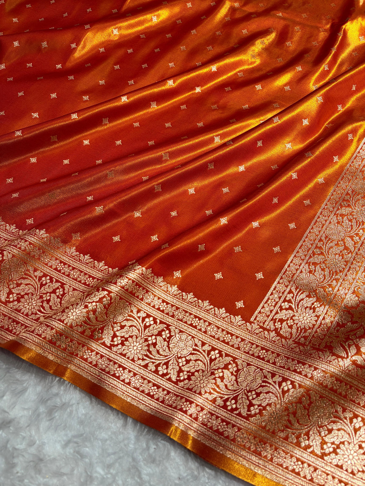 Banarasi Light Weight Satin Silk Orange Shades SS68