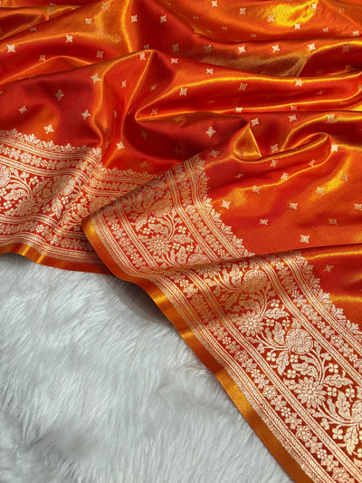 Banarasi Light Weight Satin Silk Orange Shades SS68