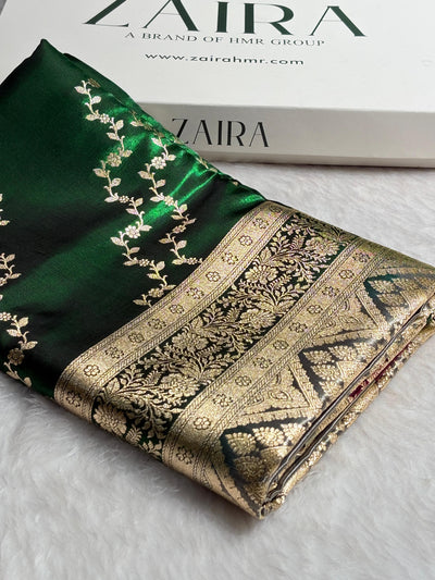 Banarasi Light Weight Satin Silk Bottle / Green Wine Shades SS69(C)