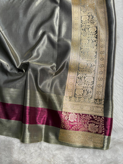 Banarasi Light Weight Satin Silk Bottle / Green Wine Shades SS69(C)