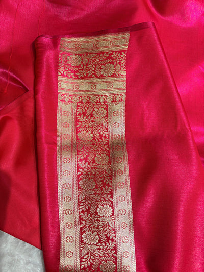 Banarasi Light Weight Satin Silk Rani Pink Shades SS69