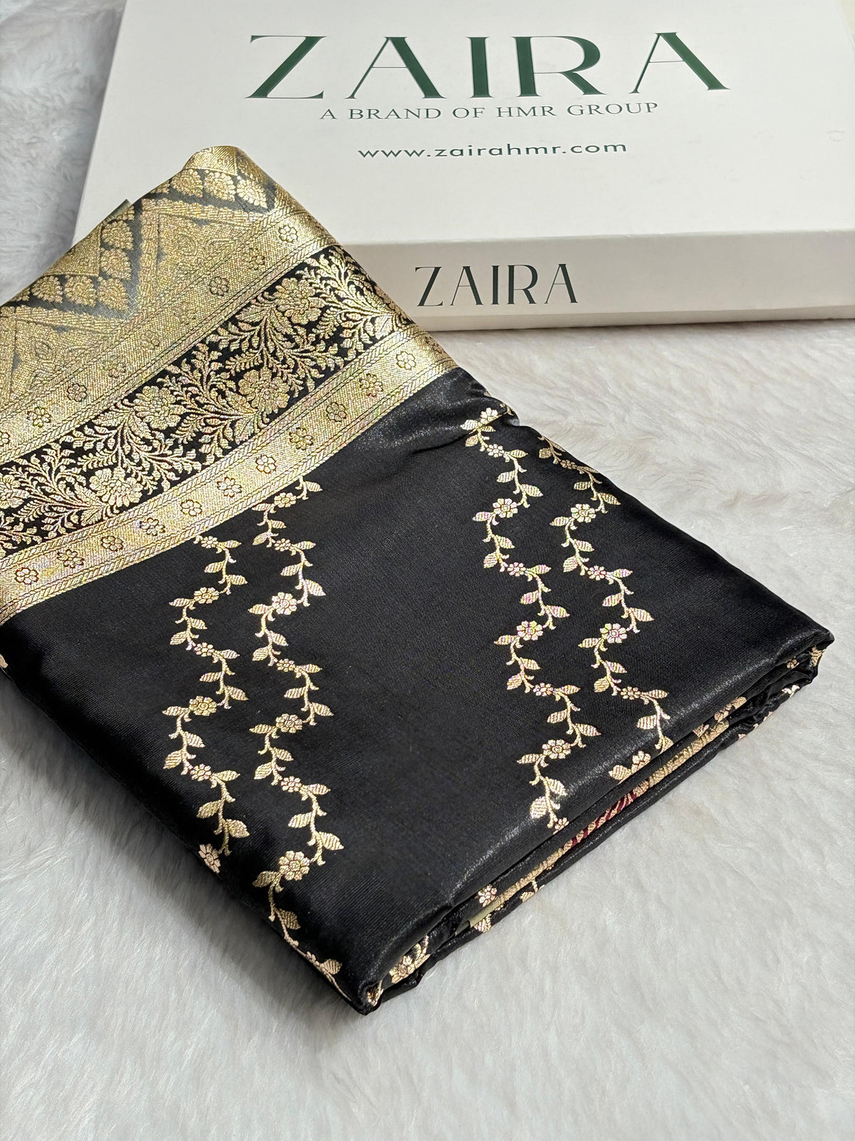 Banarasi Light Weight Satin Silk Black / Wine Shades SS69(C)