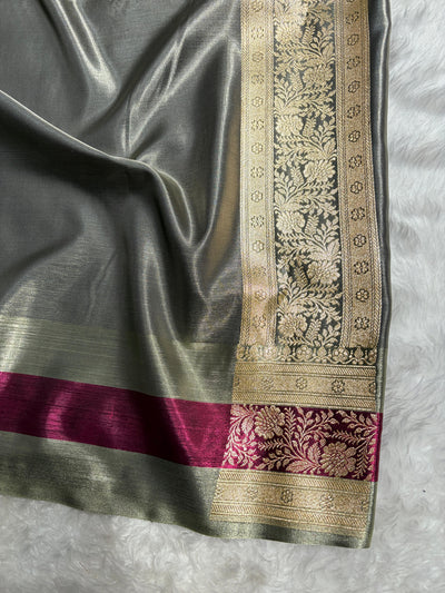 Banarasi Light Weight Satin Silk Black / Wine Shades SS69(C)