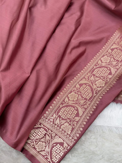Mauve Pink Shades Banarasi With Floral Jaal Pattern Mashru Silk Saree MSM-134