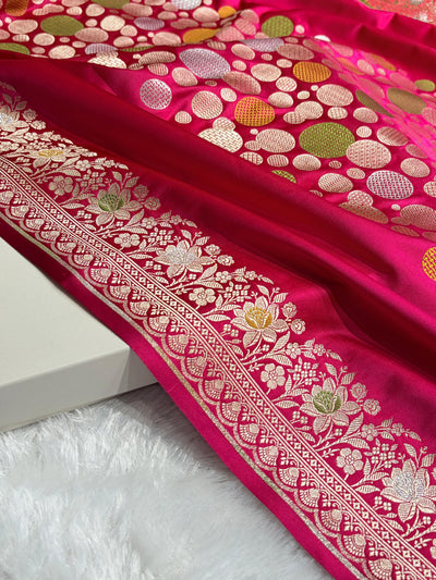 Pink Saree in boota Pattern Mashru Silk Saree MSM-146
