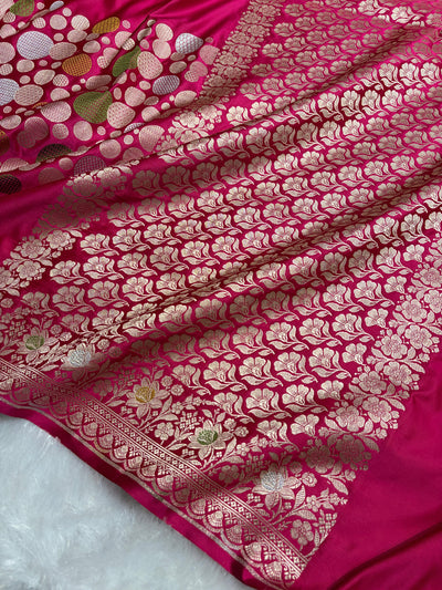 Pink Saree in boota Pattern Mashru Silk Saree MSM-146