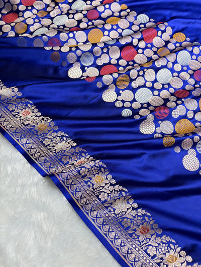 Royal Blue Saree in boota Pattern Mashru Silk Saree MSM-146