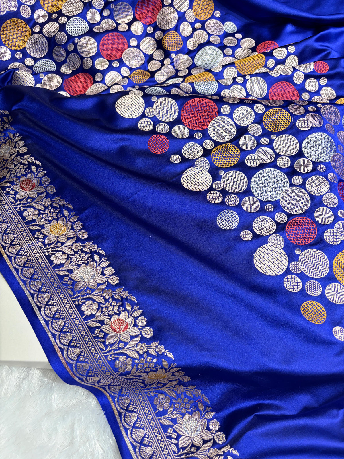 Royal Blue Saree in boota Pattern Mashru Silk Saree MSM-146