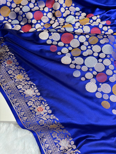 Royal Blue Saree in boota Pattern Mashru Silk Saree MSM-146