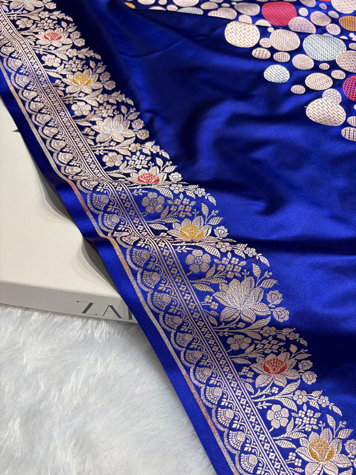 Royal Blue Saree in boota Pattern Mashru Silk Saree MSM-146