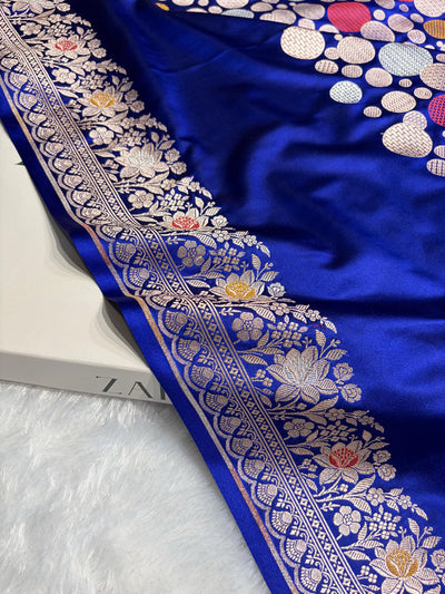 Royal Blue Saree in boota Pattern Mashru Silk Saree MSM-146
