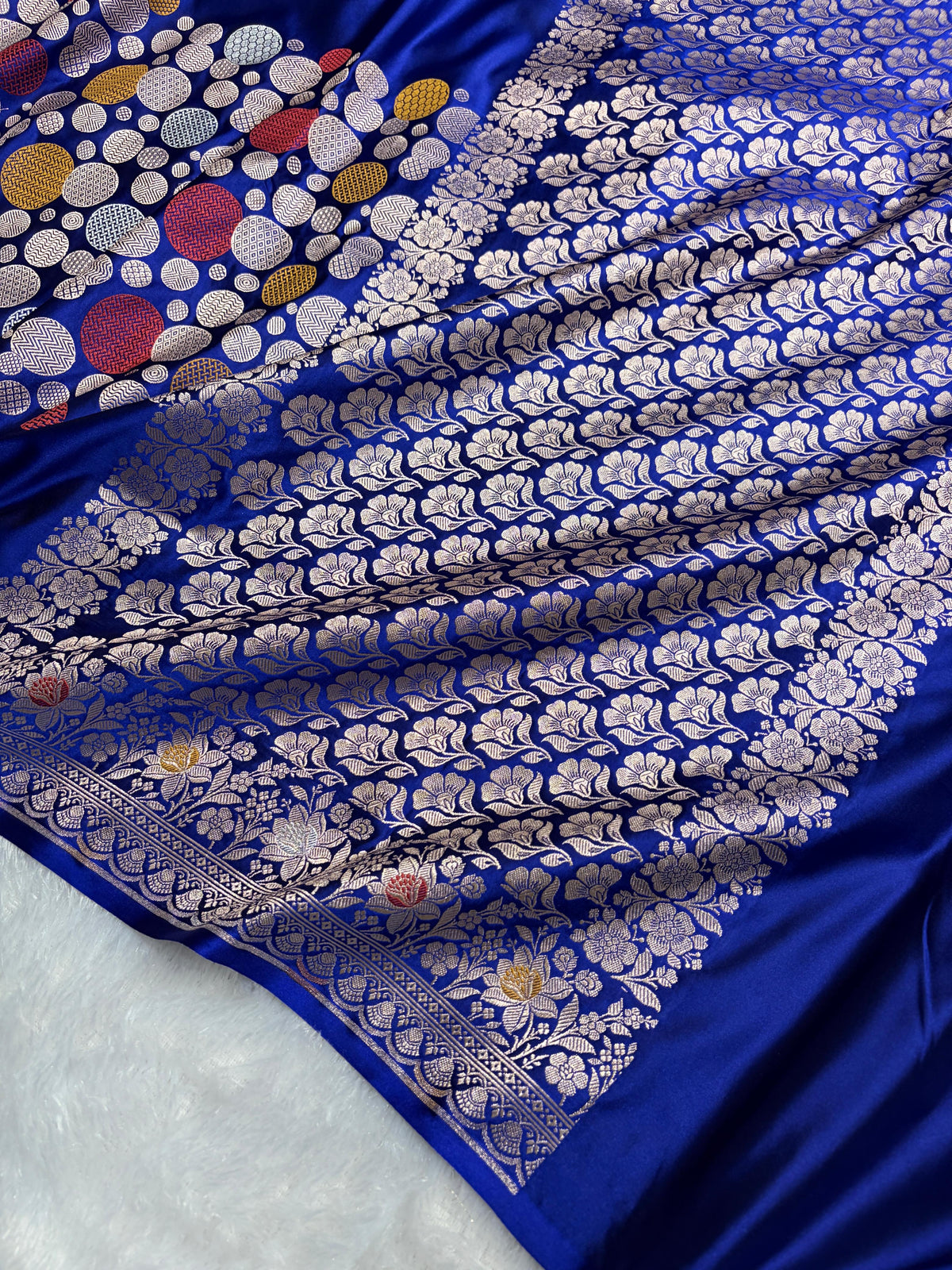Royal Blue Saree in boota Pattern Mashru Silk Saree MSM-146