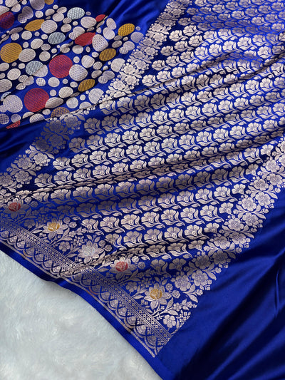 Royal Blue Saree in boota Pattern Mashru Silk Saree MSM-146