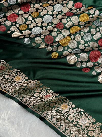 Bottle Green Saree in boota Pattern Mashru Silk Saree MSM-146