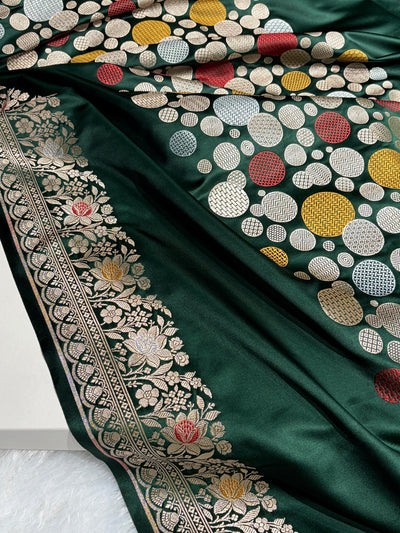 Bottle Green Saree in boota Pattern Mashru Silk Saree MSM-146