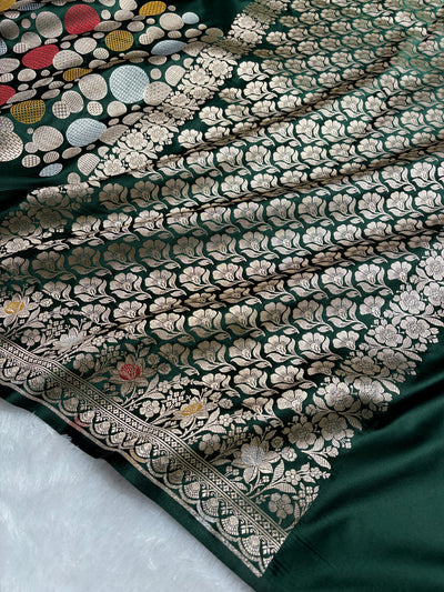 Bottle Green Saree in boota Pattern Mashru Silk Saree MSM-146