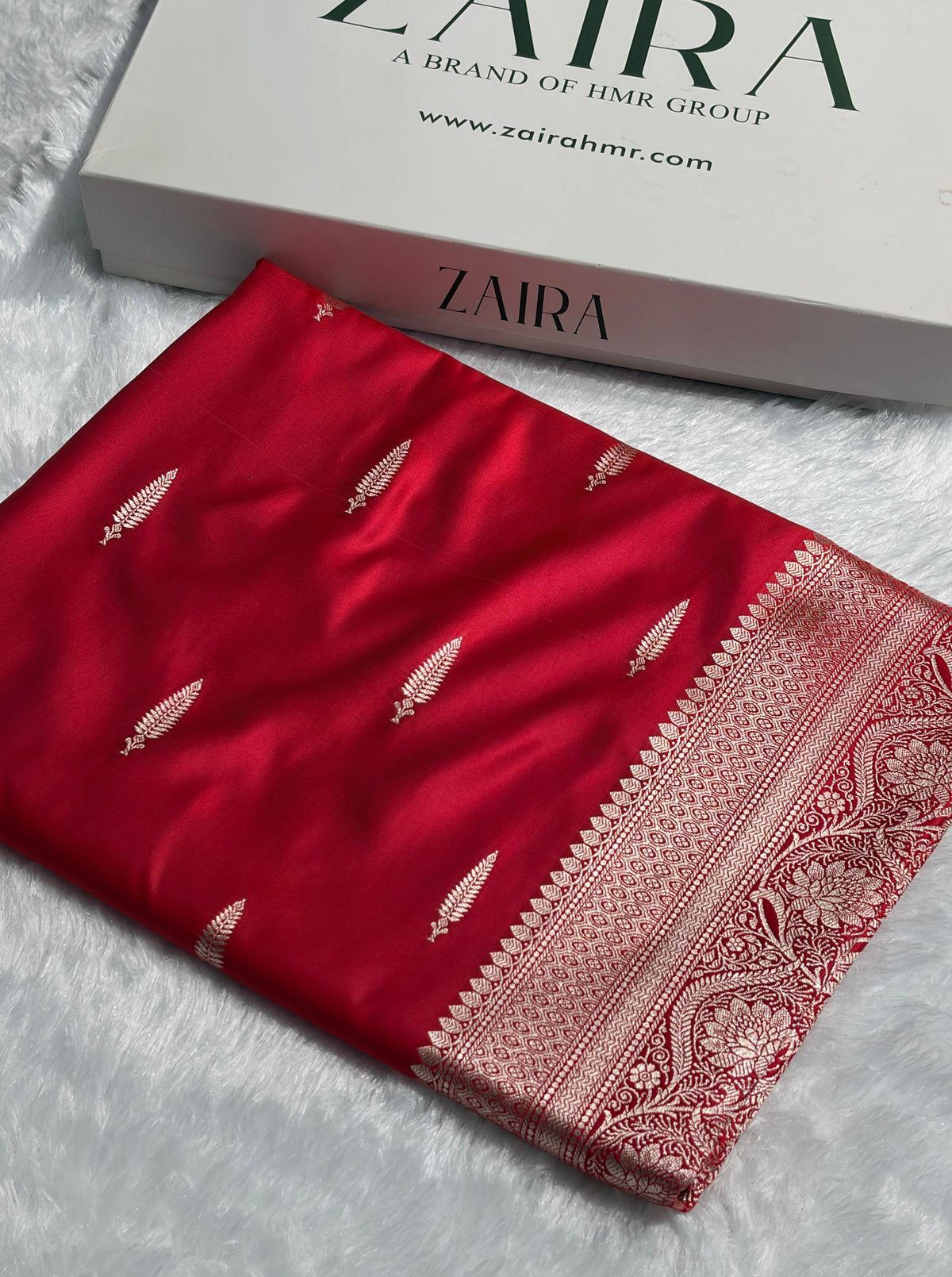 Red Saree in Floral Pattern Mashru Silk Saree MSM-143