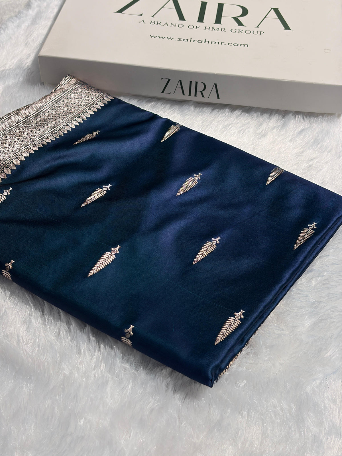 Navy Blue Saree in Floral Pattern Mashru Silk Saree MSM-143