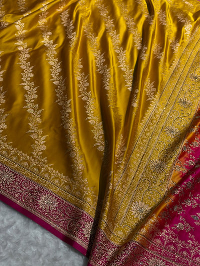 Bridal Mustard Yellow / Rani Pink Cross with Swarovski Stone Work Bsk155