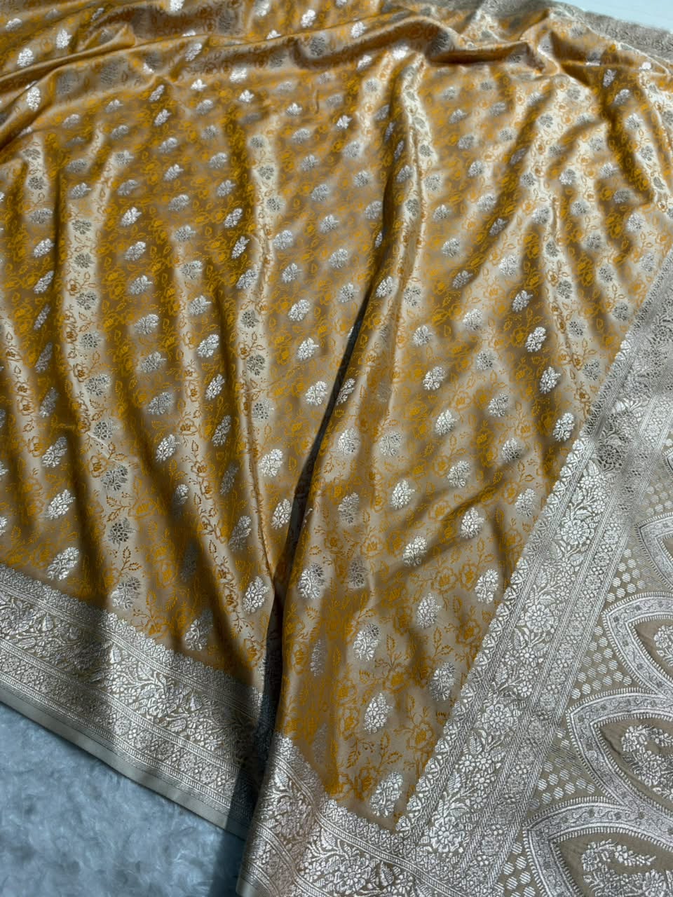 Mustard Shades Tanchoi Motif Mashru Silk Saree MST-10