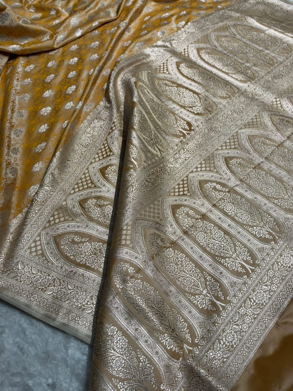 Mustard Shades Tanchoi Motif Mashru Silk Saree MST-10