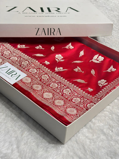 Red Shades Banarasi Boota Pattern Floral Mashru Silk Saree MSM-147