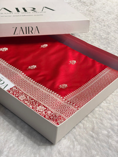 Red Shades Banarasi Boota Pattern Floral Mashru Silk Saree MSM-148