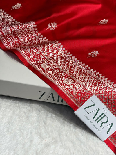 Red Shades Banarasi Boota Pattern Floral Mashru Silk Saree MSM-148