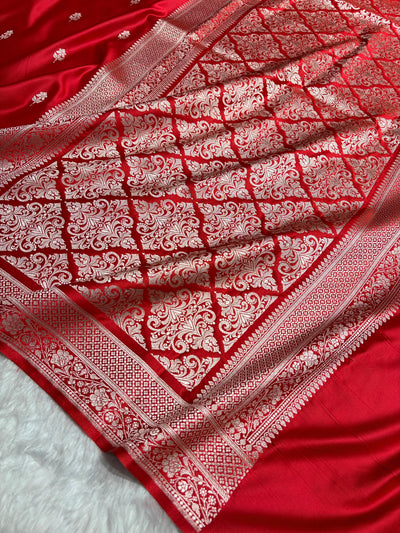 Red Shades Banarasi Boota Pattern Floral Mashru Silk Saree MSM-148