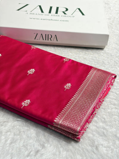 Rani Pink Shades Banarasi Boota Pattern Minakari Floral Mashru Silk Saree MSM-148
