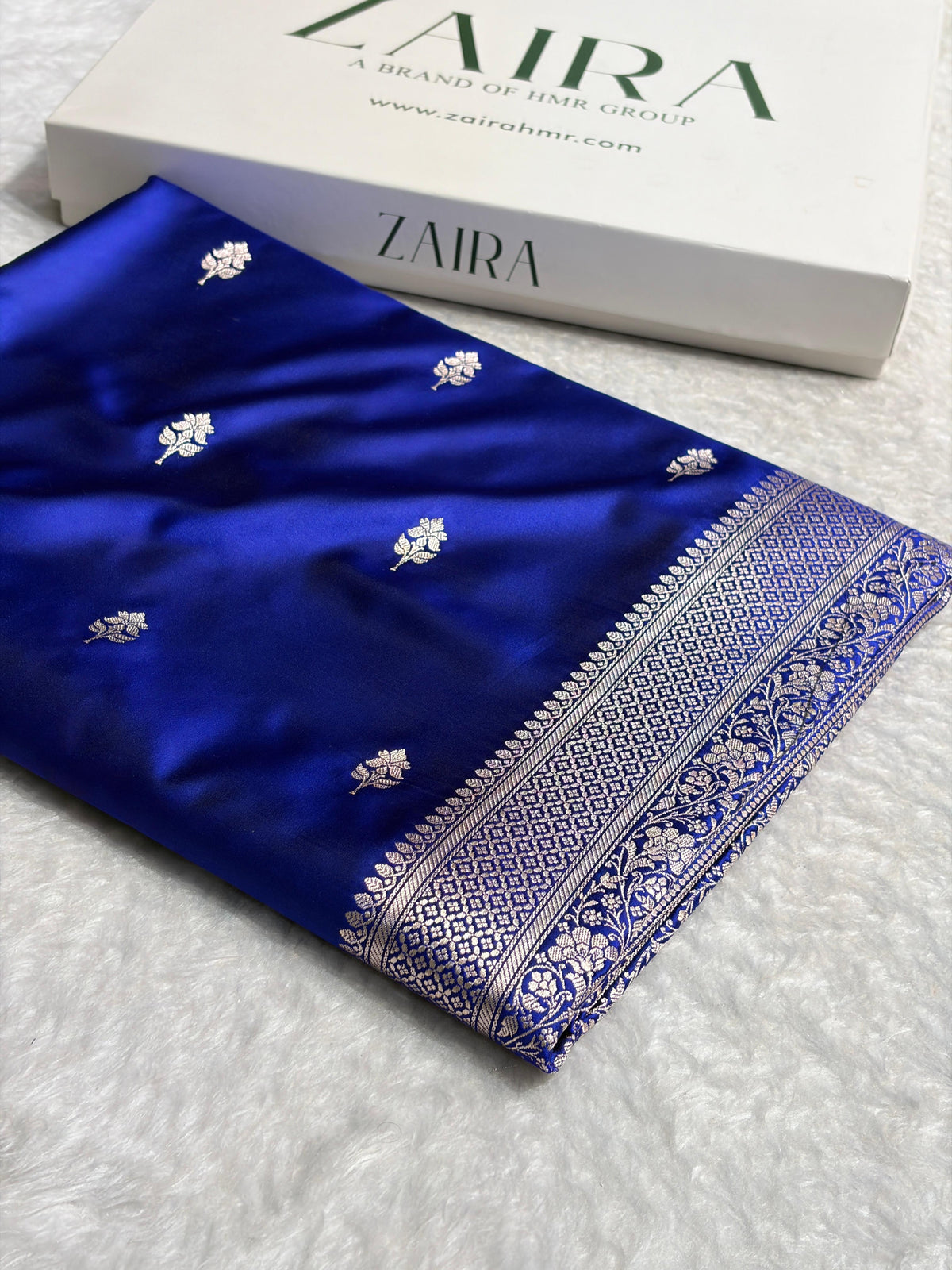 Royal Blue Shades Banarasi Boota Pattern Floral Mashru Silk Saree MSM-148