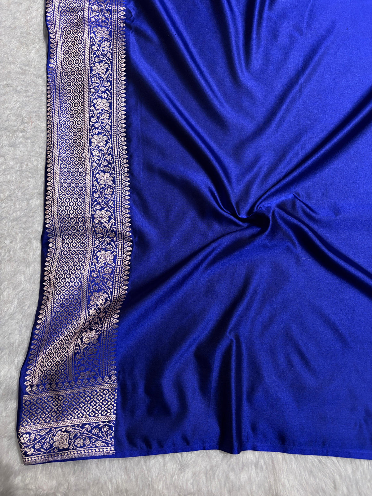 Royal Blue Shades Banarasi Boota Pattern Floral Mashru Silk Saree MSM-148