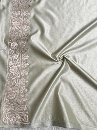Light Gray Shades Banarasi Boota Pattern Floral Mashru Silk Saree MSM-149