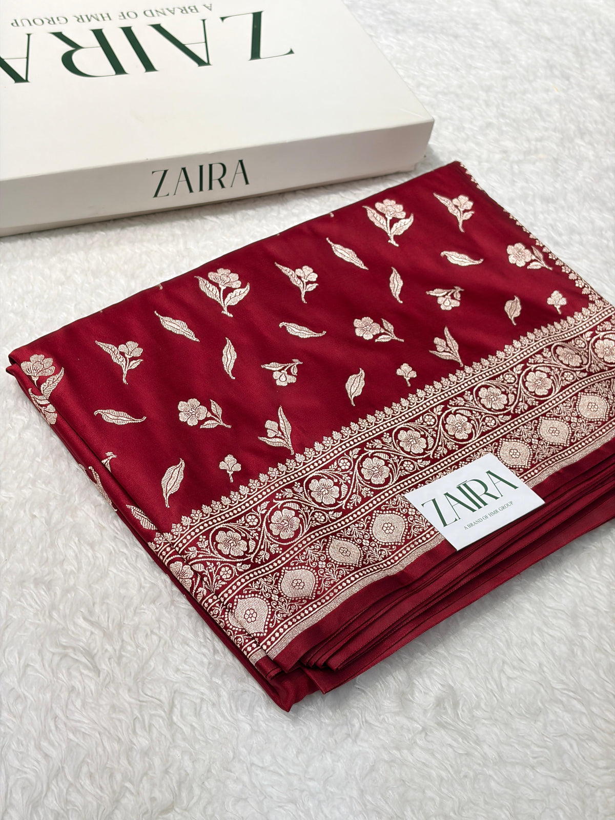Maroon Shades Banarasi Boota Pattern Floral Mashru Silk Saree MSM-147