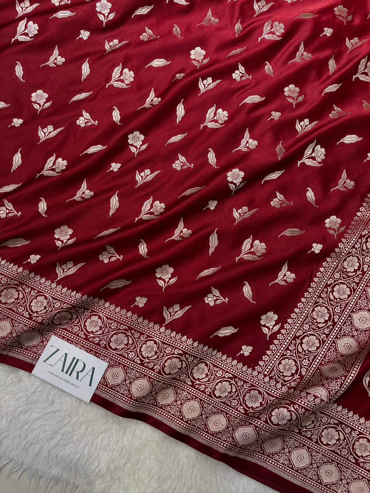 Maroon Shades Banarasi Boota Pattern Floral Mashru Silk Saree MSM-147