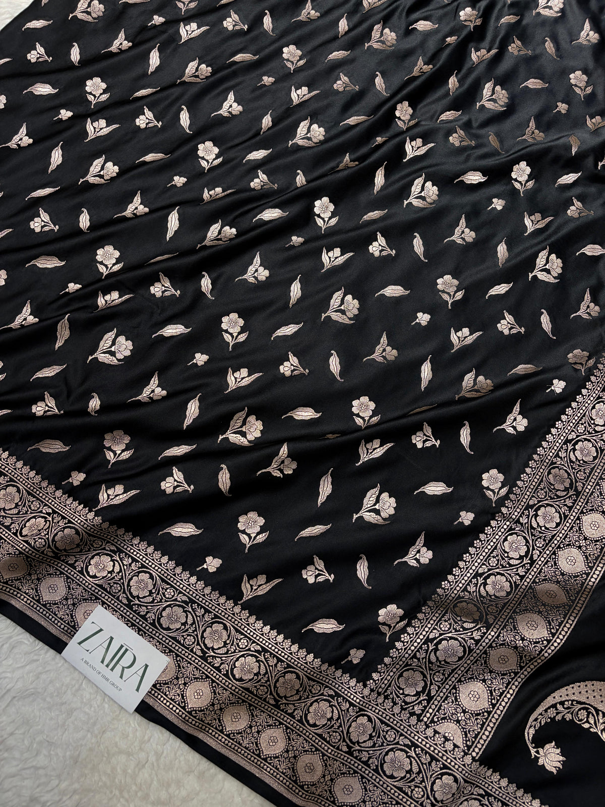 Black Shades Banarasi Boota Pattern Floral Mashru Silk Saree MSM-147