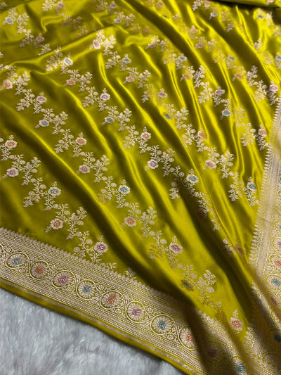 Liril Mehendi Minakari Banarasi Cross Mashru Silk Saree MCS01