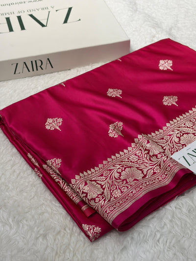 Pink Shades Banarasi Boota Pattern Floral Mashru Silk Saree MSM-150