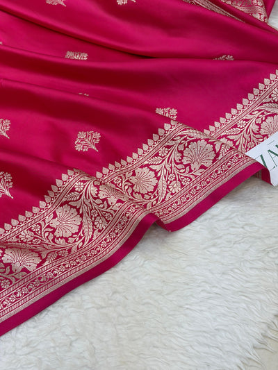 Pink Shades Banarasi Boota Pattern Floral Mashru Silk Saree MSM-150