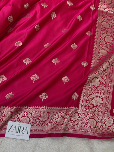 Pink Shades Banarasi Boota Pattern Floral Mashru Silk Saree MSM-150