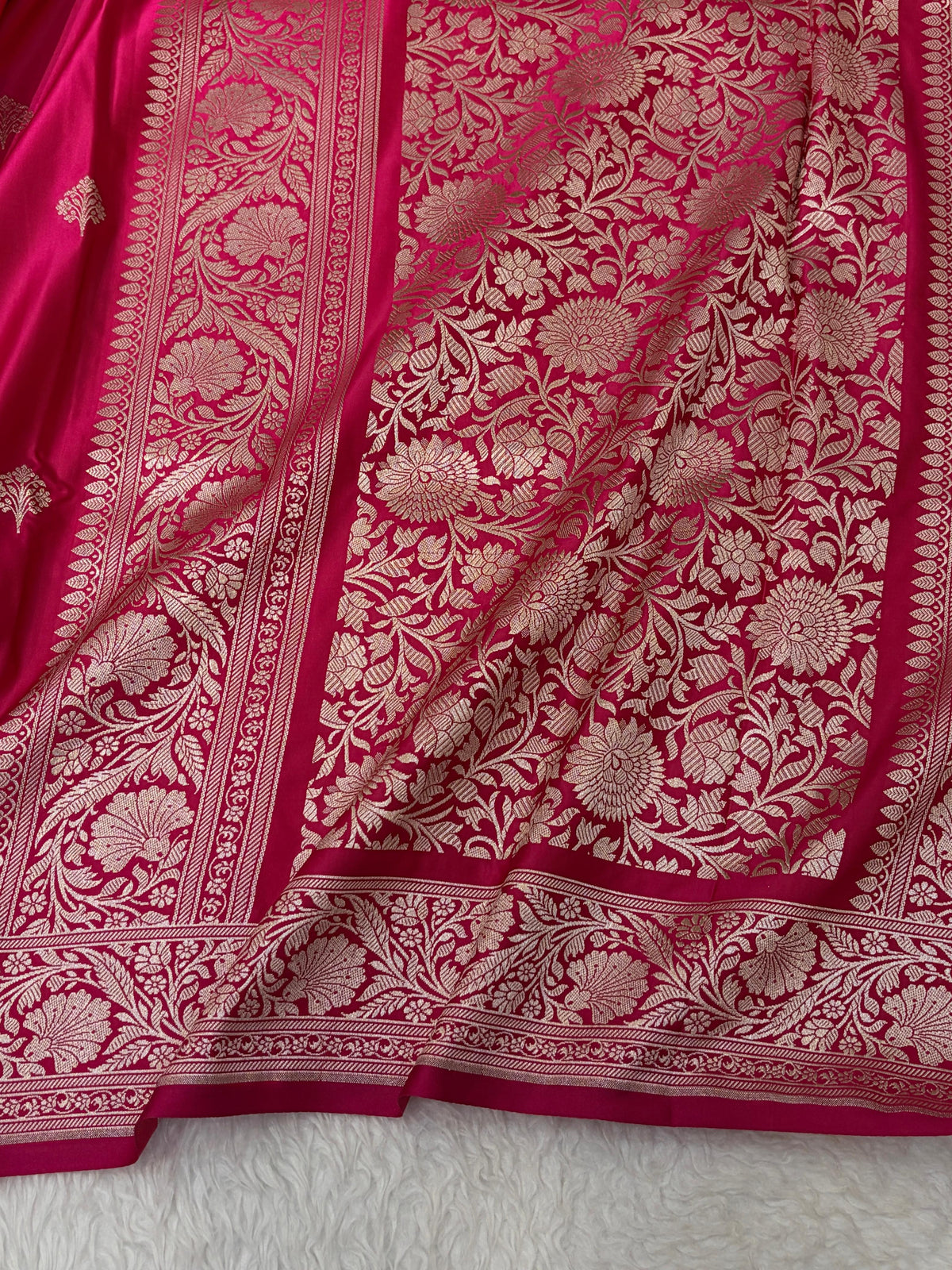 Pink Shades Banarasi Boota Pattern Floral Mashru Silk Saree MSM-150