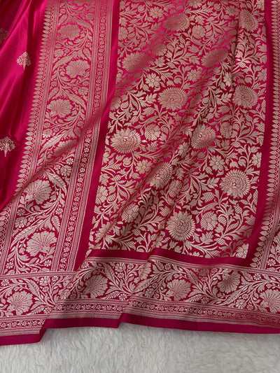 Pink Shades Banarasi Boota Pattern Floral Mashru Silk Saree MSM-150