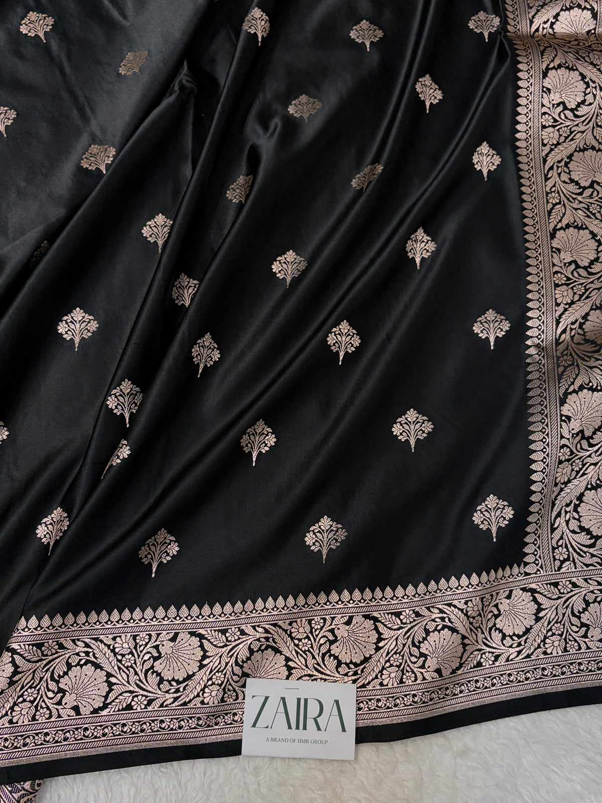 Black Shades Banarasi Boota Pattern Floral Mashru Silk Saree MSM-150