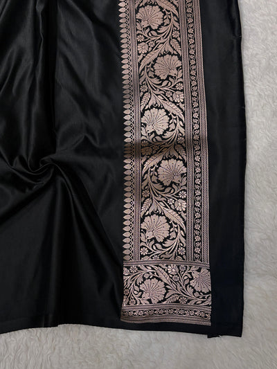 Black Shades Banarasi Boota Pattern Floral Mashru Silk Saree MSM-150