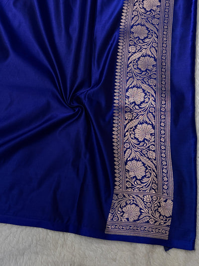 Royal Blue Shades Banarasi Boota Pattern Floral Mashru Silk Saree MSM-150